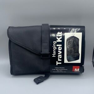 Vintage Mundi Black Hanging Travel Kit Clear Pockets Slim Size Expandable